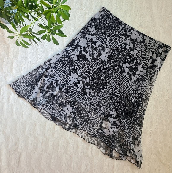 Vintage Chiffon Flowery Midi Skirt - Picture 4 of 7